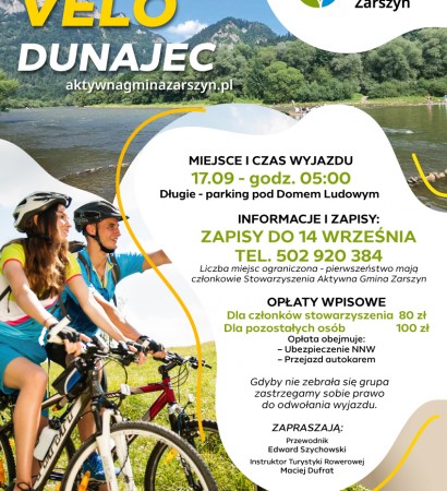 Wyjazd rowerowy - Velo Dunajec z Aktywną Gminą Zarszyn